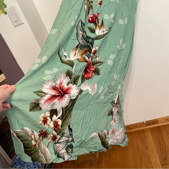PARADISE BAY Plus Size Floral Bird of Paradise Long Dress Green Hawaiian Maxi - Picture 16 of 16